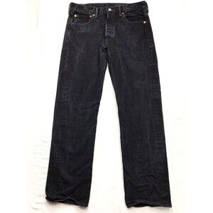 LEVIS 501 Black Jean Men 34x32 tag (32x30 actual) Button Fly Denim Dark Academia